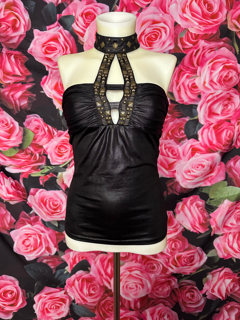 haut noir avec strass dorée