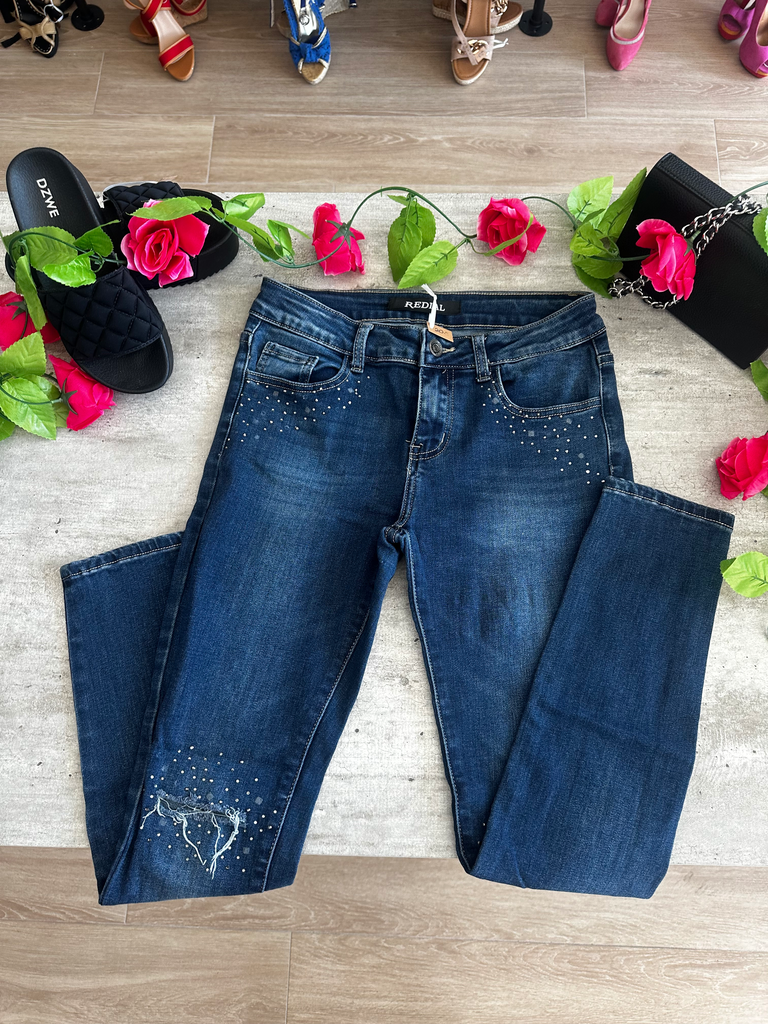 Jeans trouer à strass