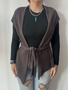 Gilet, marron à ceinture