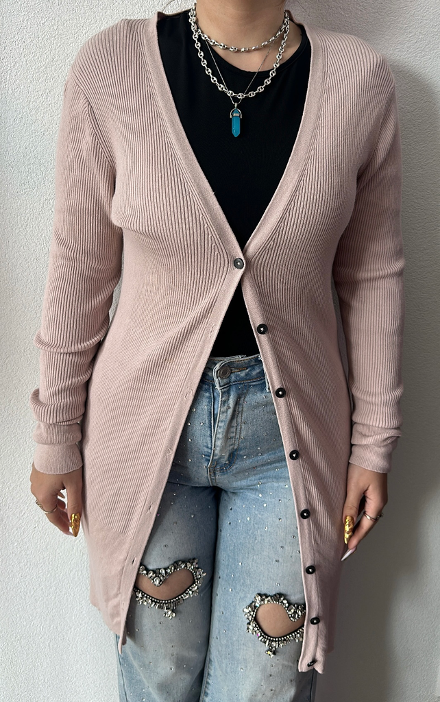 Gilet, rose, boutonné