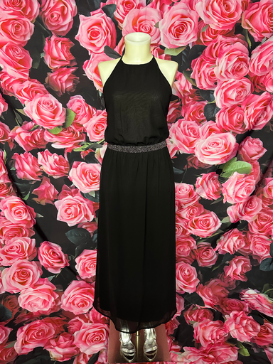 robe longue noir ceinture a strass