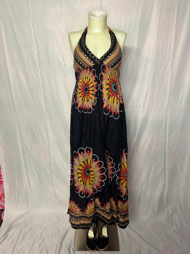 robe longue à motif fleurie jaune