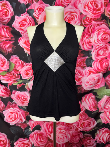 haut noir avec strass en losange