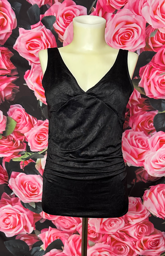 haut noir motif fleurs noir