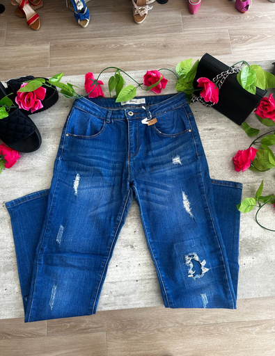 Jeans bleu électrique trouer
