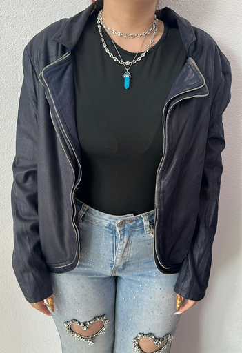 Veste similicuir bleu