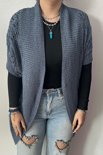 Gilet court bleu