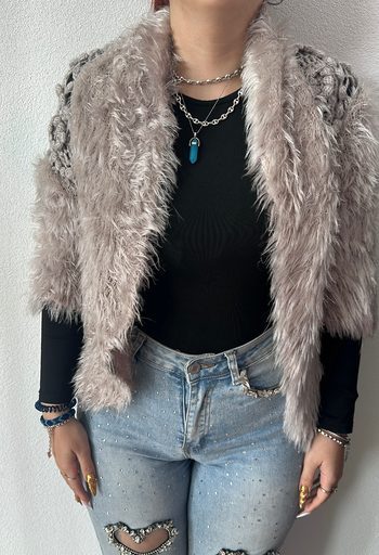 Gilet à fausse fourrure beige